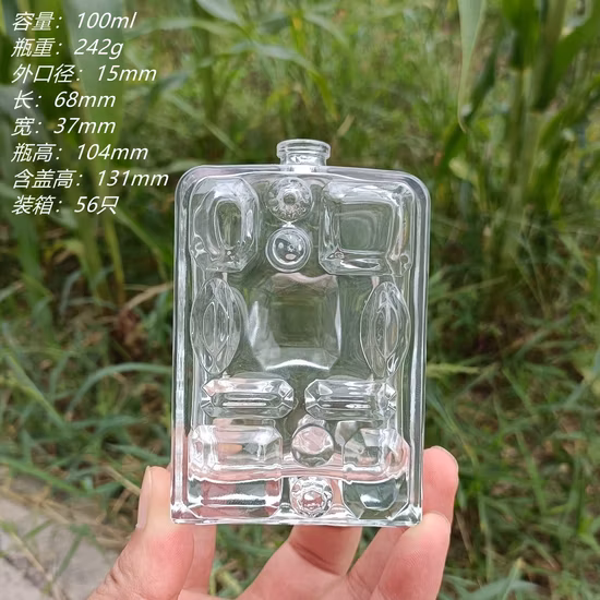 Sculpture bouteille de parfum Spot cristal blanc matériau verre 100 ml plat carré sculpté montage bouteille bouteille de parfum