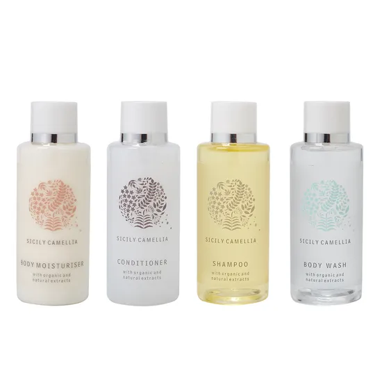 Fournitures d'hôtel jetables bon marché personnalisées, Gel douche pour hôtel 5 étoiles, Lotion pour le corps, shampoing et revitalisant, ensemble de produits de toilette